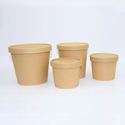 8oz Disposable Fast Food Container Brown Kraft Hot Soup Paper Bowl And Cup