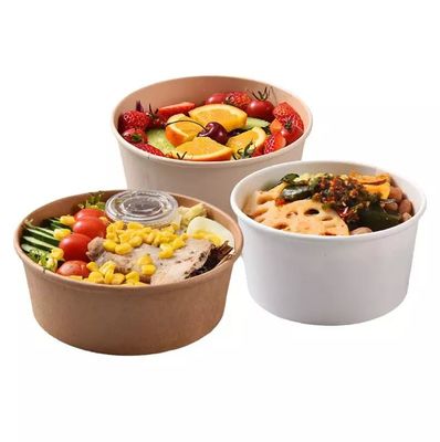 1300ml Paper Large Disposable Salad Bowl With Lid For Food Packing