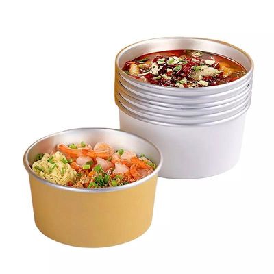 1235ml Aluminum Foil Paper Bowl With Lid Insulated Leak Proof Paper Bowl