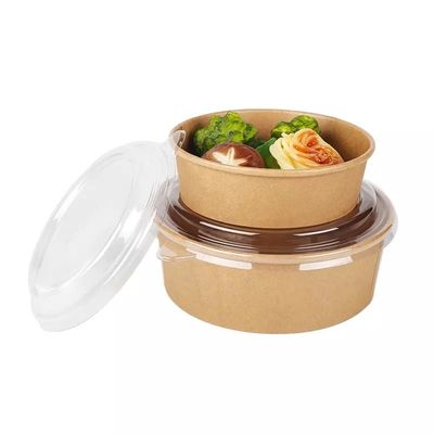 PE Lined Disposable 850ml Kraft Paper Salad Bowl Compostable To Go Food Container Salad Packaging Hot Food Containers