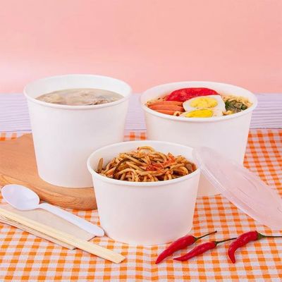 Custom Printed PE Coated Large Capacity Disposable Soup Bowl White Paper Salad Bowl