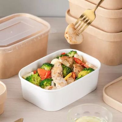 48oz Biodegradable Brown Fast Food Paper Bowls Custom Recyclable Disposable Kraft White Paper Salad Bowls