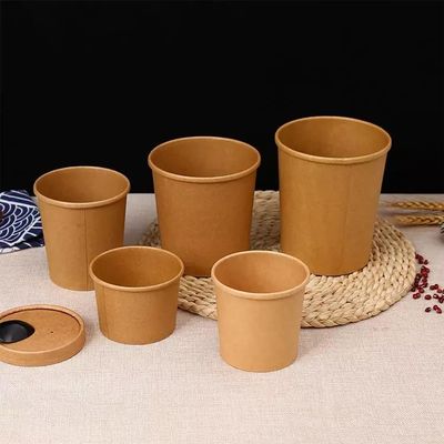 Disposable Paper Bowls With Lids Soup Serving Paper Cup PE Coating Salad Paper Bowl For Hot Cold Food Soup