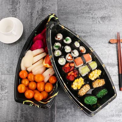 Variety Color Ship Type Food Plates Stackable Melamine Boat Sushi Tray Container