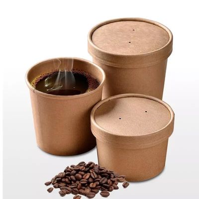 Kraft Paper Disposable Takeaway Soup Cup Biodegradable Soup Container