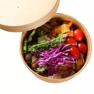Disposable Takeaway Kraft Paper Salad Bowl Fast Food Lunch 350ml
