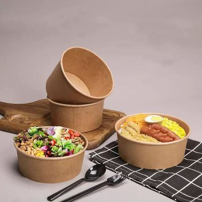 24oz Kraft Paper Food Container Eco Friendly Soup Salad With Lid