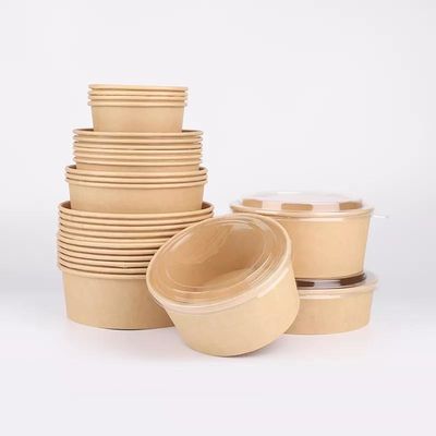 Bamboo Pulp Paper Takeaway Soup Bowls Disposable Biodegradable 1200ML With Lids