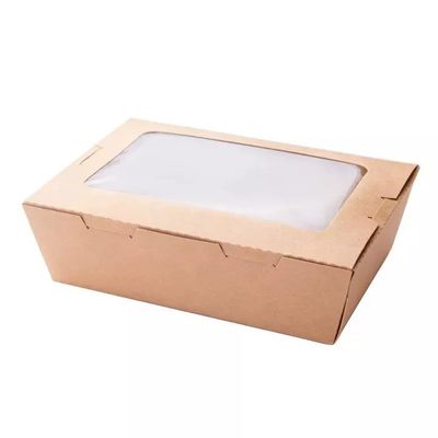 Square Custom Paper Box Printed Disposable Food Grade Salad Packaging With Window