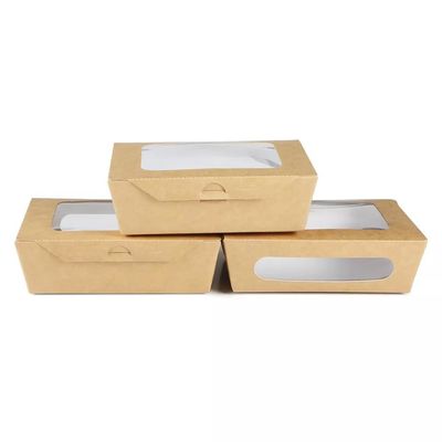 Window Kraft Paper Fruit Salad Fast Food Takeaway Lunch Box Recyclable Transparent