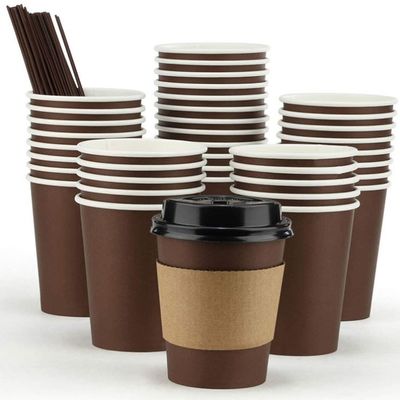 Disposable Double Layer paper Coffee Cup With Lid Takeaway Paper Coffee Cups