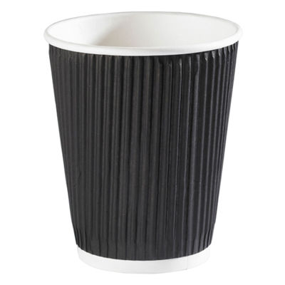 Black 22oz 630ml Kraft Ripple Cups For Coffee Shop