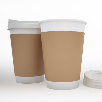 Custom Biodegradable 6oz 8oz 9oz 12oz 16oz Kraft Paper Cups Disposable Double Wall Coffee Paper Cup