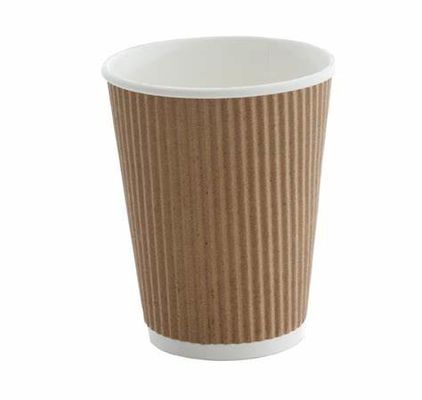 Bio-Degradable Take Away 16oz Kraft Ripple Paper Coffee Cups For Hot Drinking