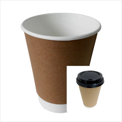 Double PE Coating Takeaway Kraft Disposable Paper Cups For Drinking