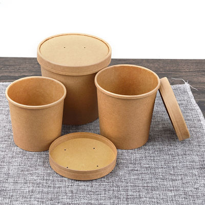 500ml Double PE Coated 300g Kraft Paper Salad Bowls Soup Containers