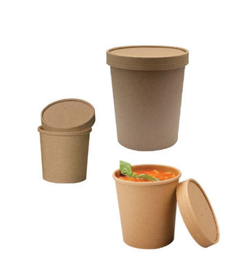 Chinese Soup Bowl With Lid Big Volume Disposable Hot Soup Paper Bowls