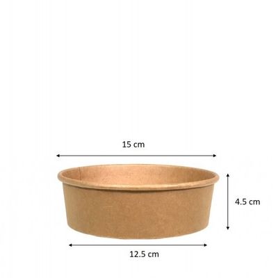 Dia 15cm 500ML 16OZ Recyclable Fast Packing Kraft Paper Bowl