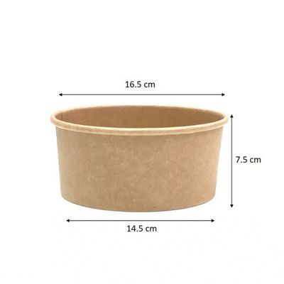 Microwaveable 1300ML 42OZ Brown Kraft Paper Bowl Biodegradable Salad Bowl Coated