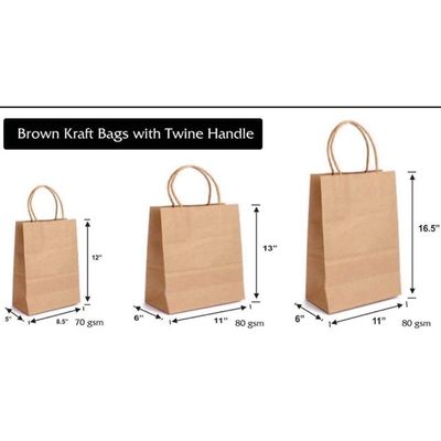 Biodegradable 125g Brown Kraft Paper Bags For Gift Packing