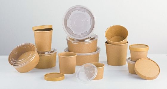 Microwavable Bio-degradable Disposable Kraft Paper Bowl With plastic ld
