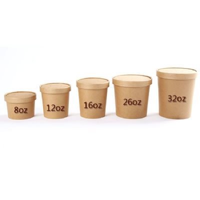 Degradable Disposable Kraft Paper Takeaway Hot Soup Cups With Lids
