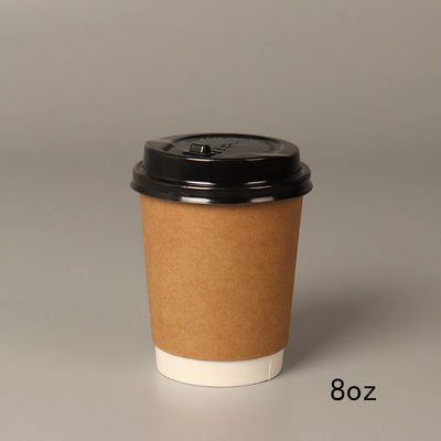 8oz 14oz 16oz Disposable Paper Coffee Cups With Black PP Lid
