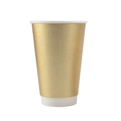 Double Wall Gold Foil Biodegradable Kraft Paper Cups 8oz 12oz 16oz