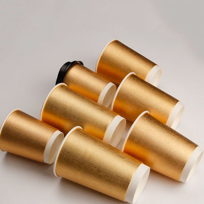 Double Wall Gold Foil Biodegradable Kraft Paper Cups 8oz 12oz 16oz