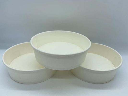 Disposable PE Coating Single Wall Kraft / White Paper Salad Containers 500ml