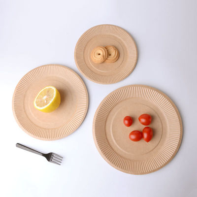 18cm Round Disposable Shatter Proof Kraft Paper Plate Biodegradable White Paper Plate