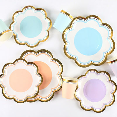 Ins Petal Shaped 7in Macaron Color Disposable Paper Plate For Party