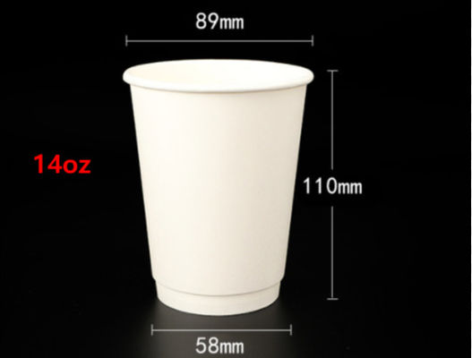 14 Ounce 400 Ml Paper Coffee Cups Recyclable Bulk With Lids For Hot Drinks