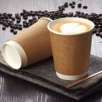 Customized Take Away Hot Coffee Disposable Paper Cups Double Wall 380ml