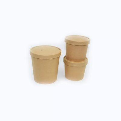 8oz Disposable Fast Food Container Brown Kraft Hot Soup Paper Bowl And Cup