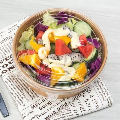ODM/OEM Emballages Alimentaires Round Brown Biodegradable Eco-Friendly Take Away Salad Fast Kraft Paper Packaging Bowl