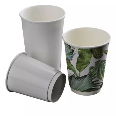 Double PE Coating Recyclable Coffee Disposable Paper Cups With Paper Lid