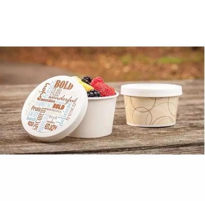 Wholesale Disposable Ice Cream Container Printing Take Away 8oz White Paper Bowls