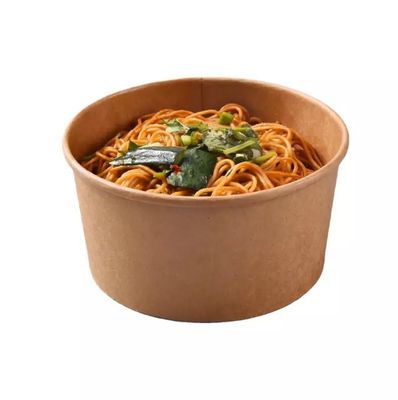 Custom Recyclable Kraft Paper Salad Bowls Brown Kraft Soup Paper Bowls With Lids