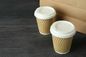 Different Size Kraft Ripple Paper Coffee Cups Customized Logo For Hot Drinking
