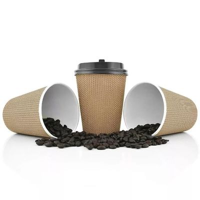 Offset Printing 26oz Customized Disposable Paper Coffee Cups Ripple Wall