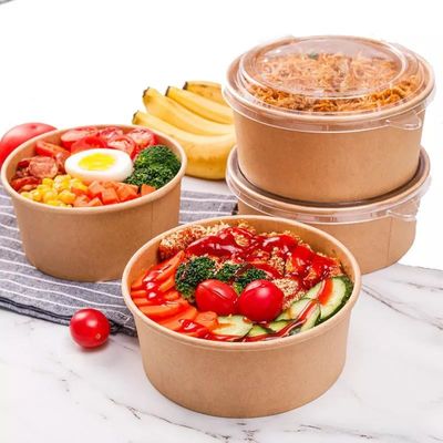 Biodegradable Paper Bowl Packaging Salad Bowl Grade Paper Round Hot Soup 20 Oz Small Disposable Soup Bowls