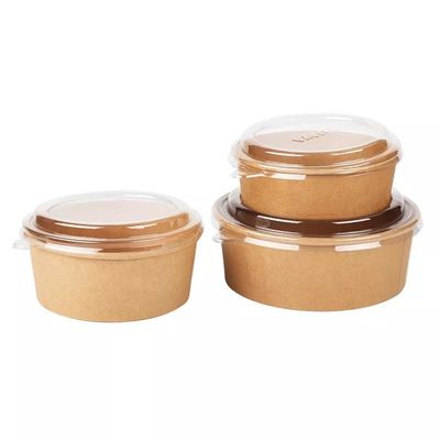 PE Lined Disposable 850ml Kraft Paper Salad Bowl Compostable To Go Food Container Salad Packaging Hot Food Containers