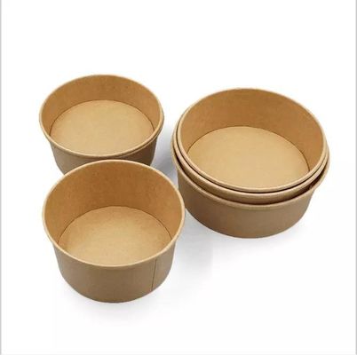 Eco Friendly Round Kraft Disposable Paper Packaging Salad Bowl Flexo Printing Recyclable 20oz Eco Friendly Paper Bowls