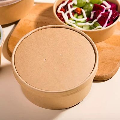 High Quality Food Container Kraft Bowl Brown 500ml Takeaway Kraft Paper Bowl Disposable Kraft Paper Salad Bowl