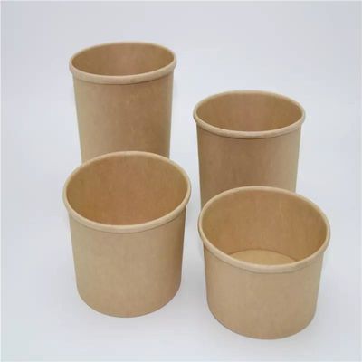 Custom Print Eco-friendly Disposable Food To Go Packaging Container Kraft Paper Rice Soup Cup Take Away Salad Bowl