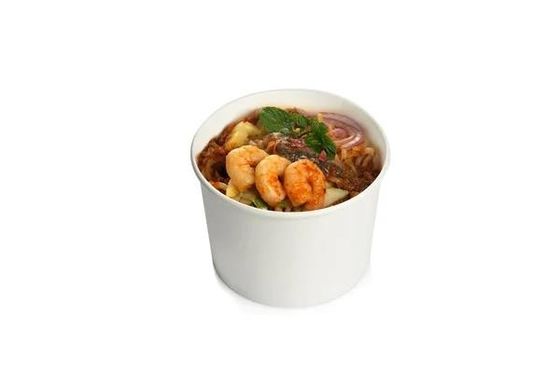 Disposable White kraft Paper Soup Cup Bowl Drink PE Coated Recyclable Biodegradable Paper Bowls