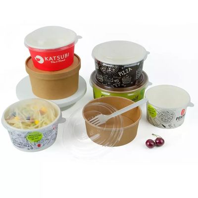 Disposable White kraft Paper Soup Cup Bowl Drink PE Coated Recyclable Biodegradable Paper Bowls