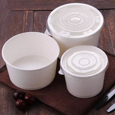 Custom Printed PE Coated Large Capacity Disposable Soup Bowl White Paper Salad Bowl