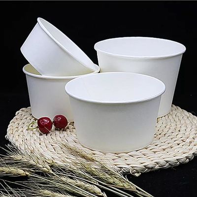 Custom Printed PE Coated Large Capacity Disposable Soup Bowl White Paper Salad Bowl